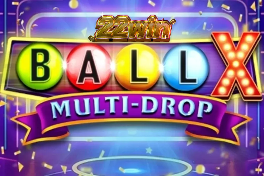 Interface neon do caça-níqueis Ball X Multi-Drop com símbolos de frutas e jackpots